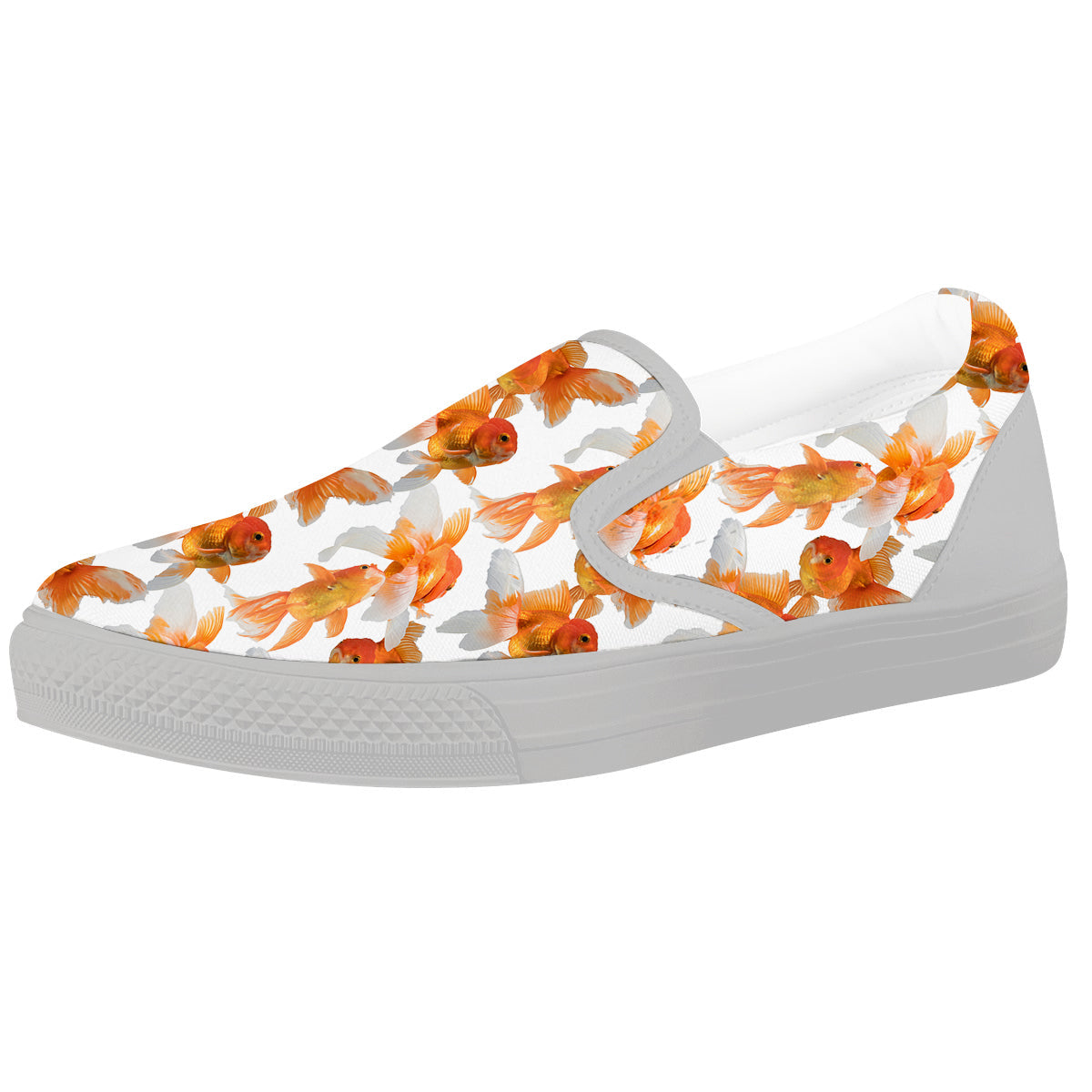 Gold Fish And White Print Pattern White Slip On Shoes-grizzshop