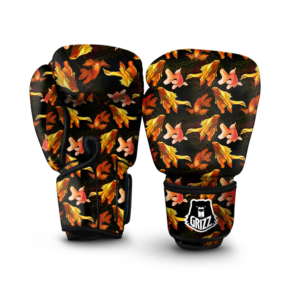 Gold Fish Drawing Print Pattern Boxing Gloves-grizzshop