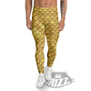 Gold Fish Scales Print Men's Leggings-grizzshop