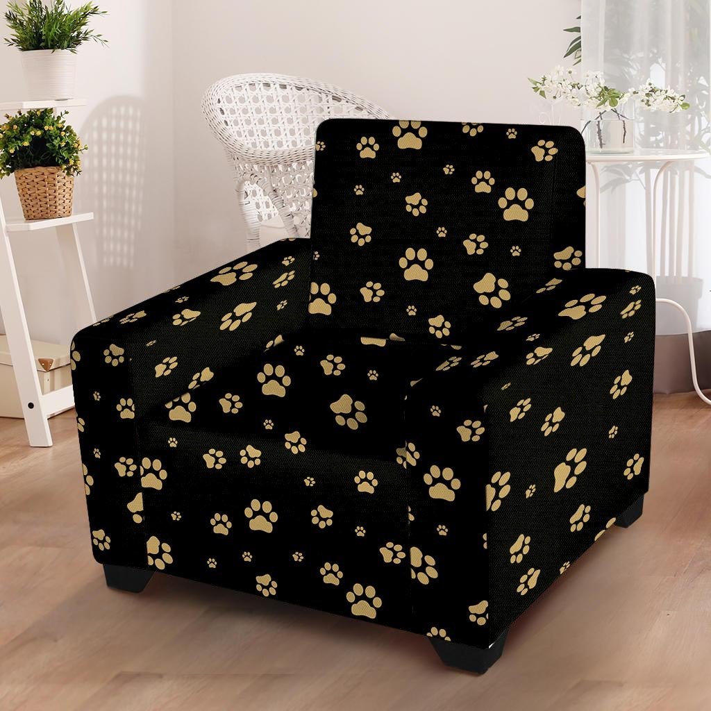 Gold Footprint Paw Armchair Cover-grizzshop