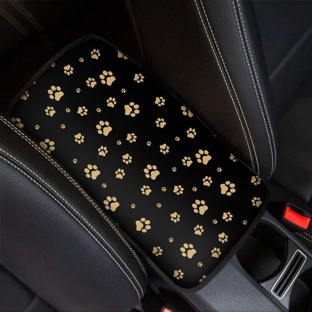 Gold Footprint Paw Car Console Cover-grizzshop