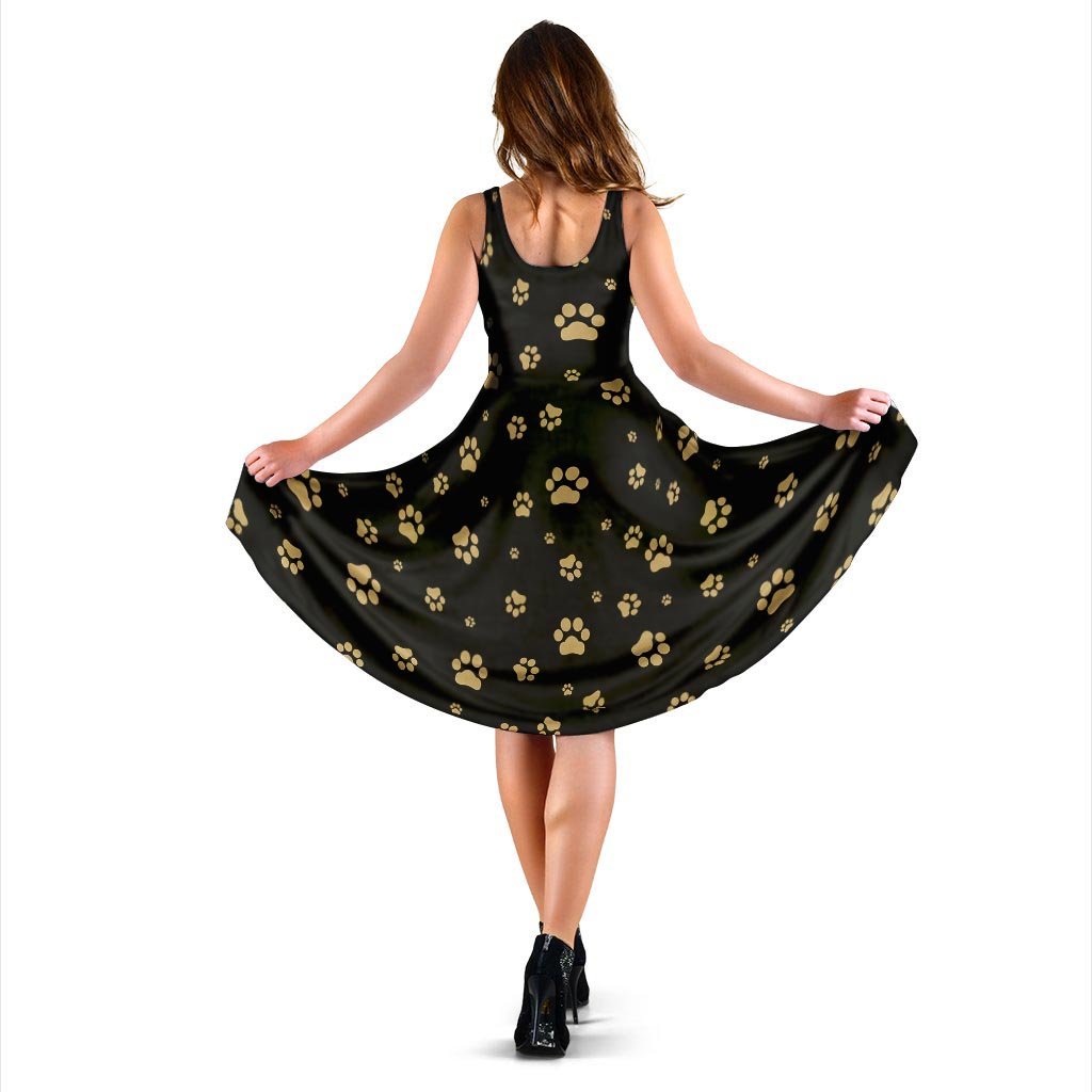 Gold Footprint Paw Dress-grizzshop