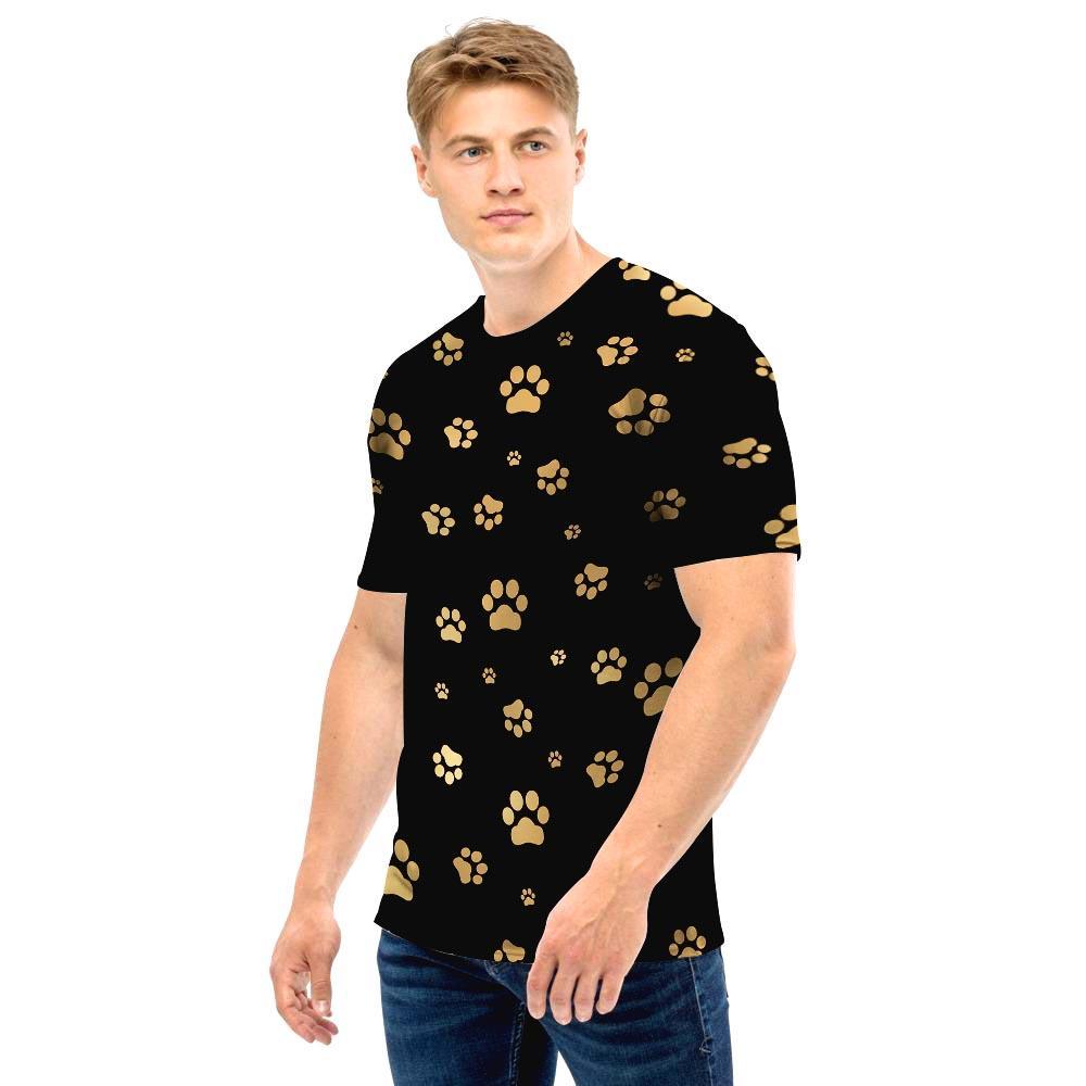 Gold Footprint Paw Men T Shirt-grizzshop