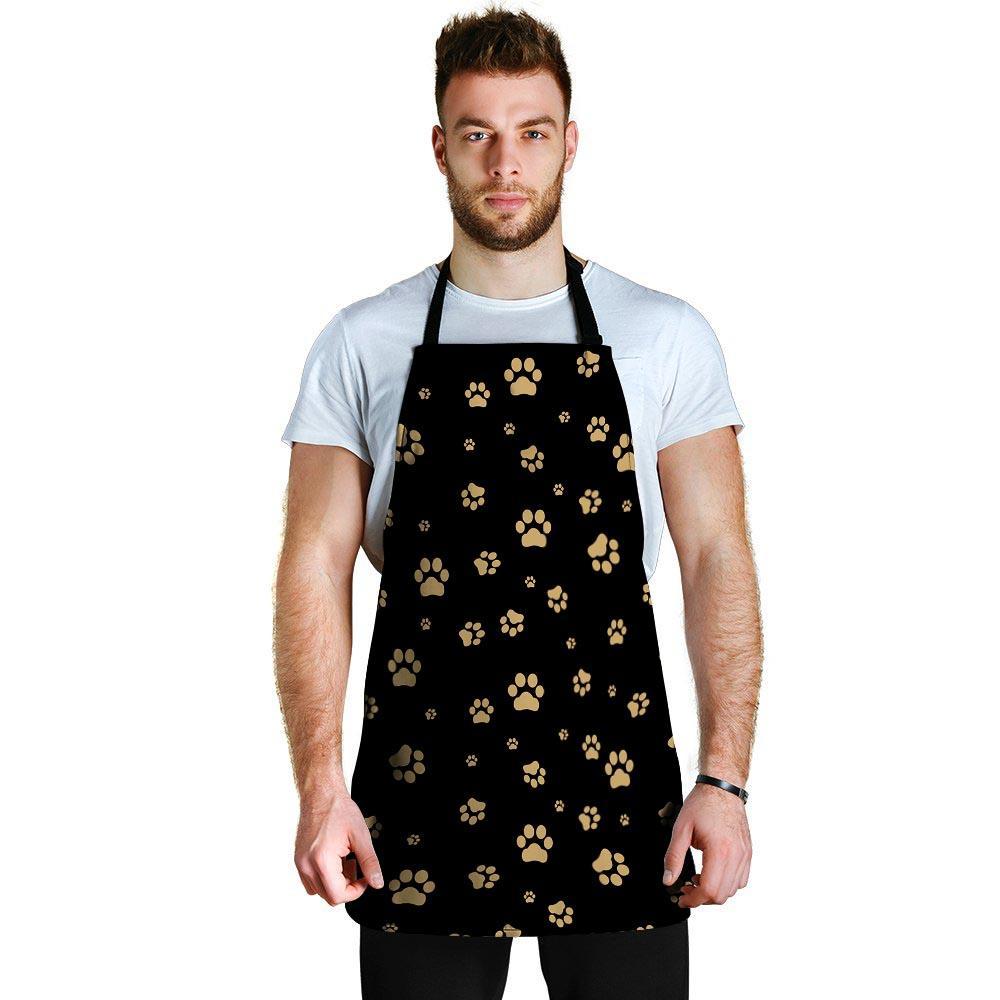 Gold Footprint Paw Men's Apron-grizzshop