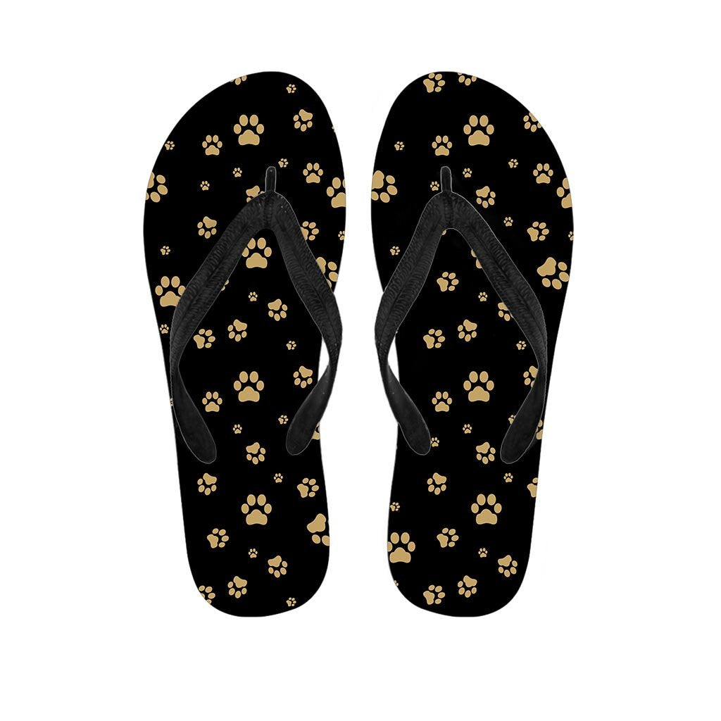 Gold Footprint Paw Men's Flip Flops-grizzshop