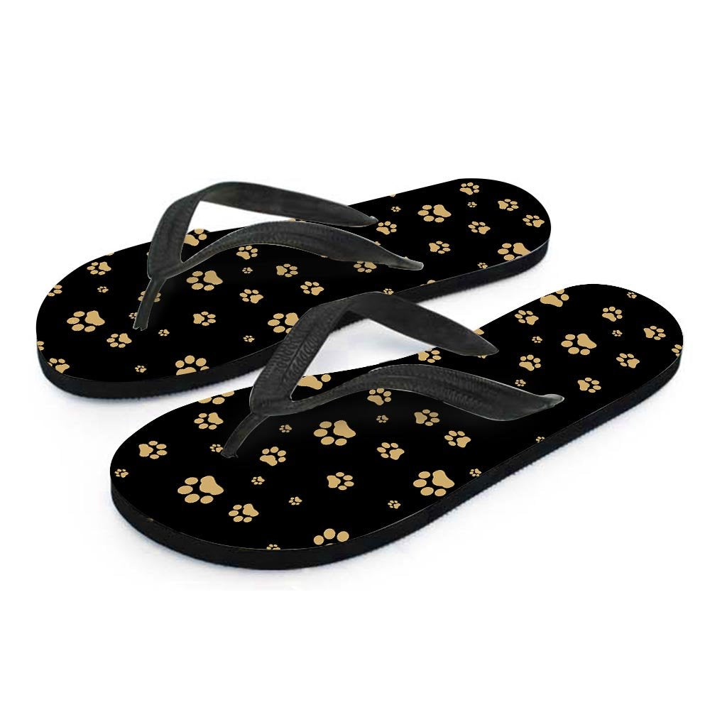 Gold Footprint Paw Men's Flip Flops-grizzshop