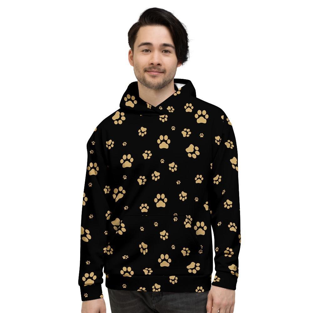Gold Footprint Paw Men's Hoodie-grizzshop
