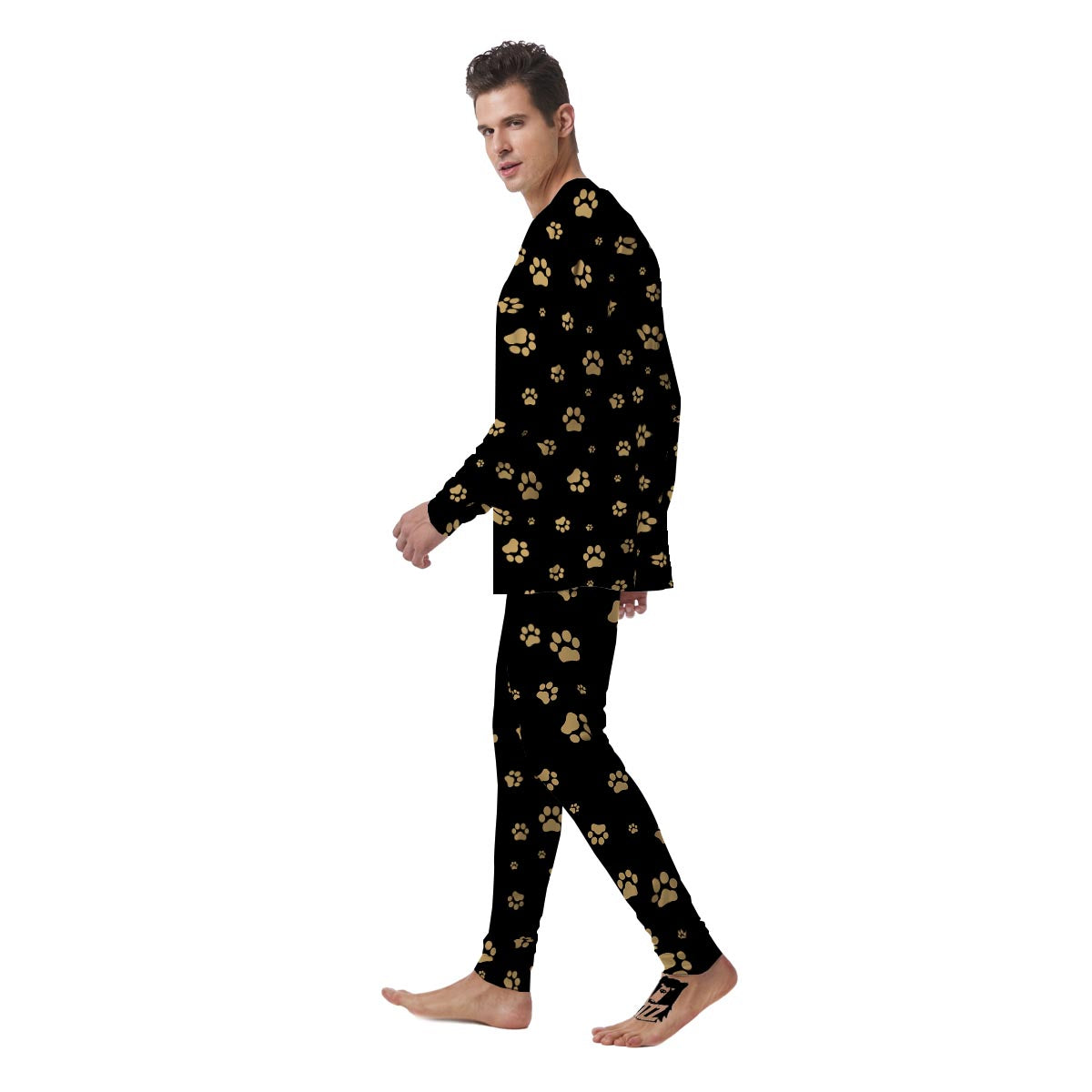 Gold Footprint Paw Men's Pajamas-grizzshop