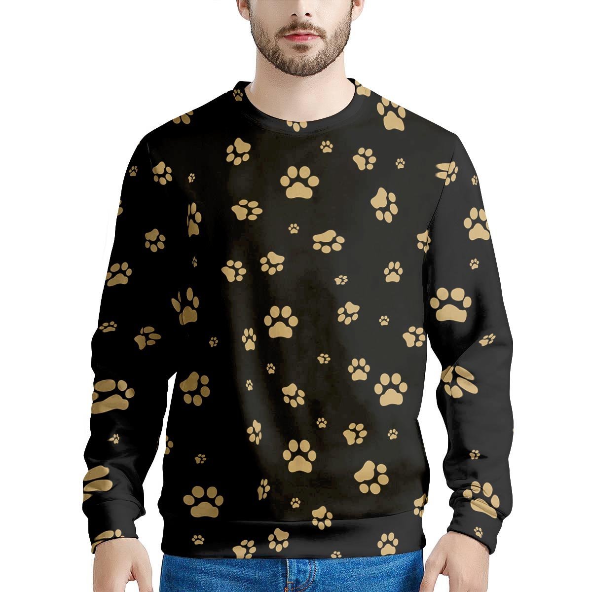 Gold Footprint Paw Men's Sweatshirt-grizzshop