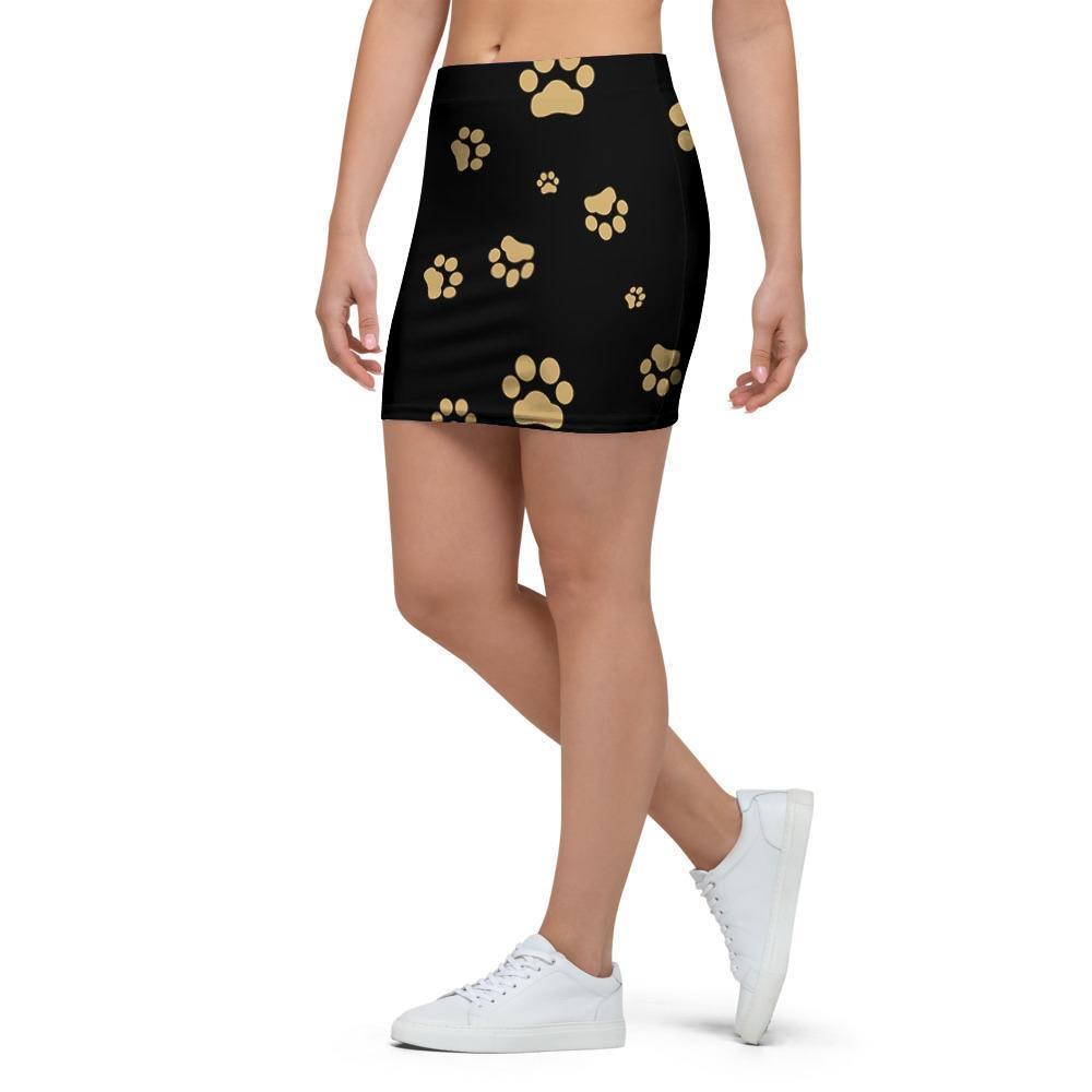 Gold Footprint Paw Mini Skirt-grizzshop