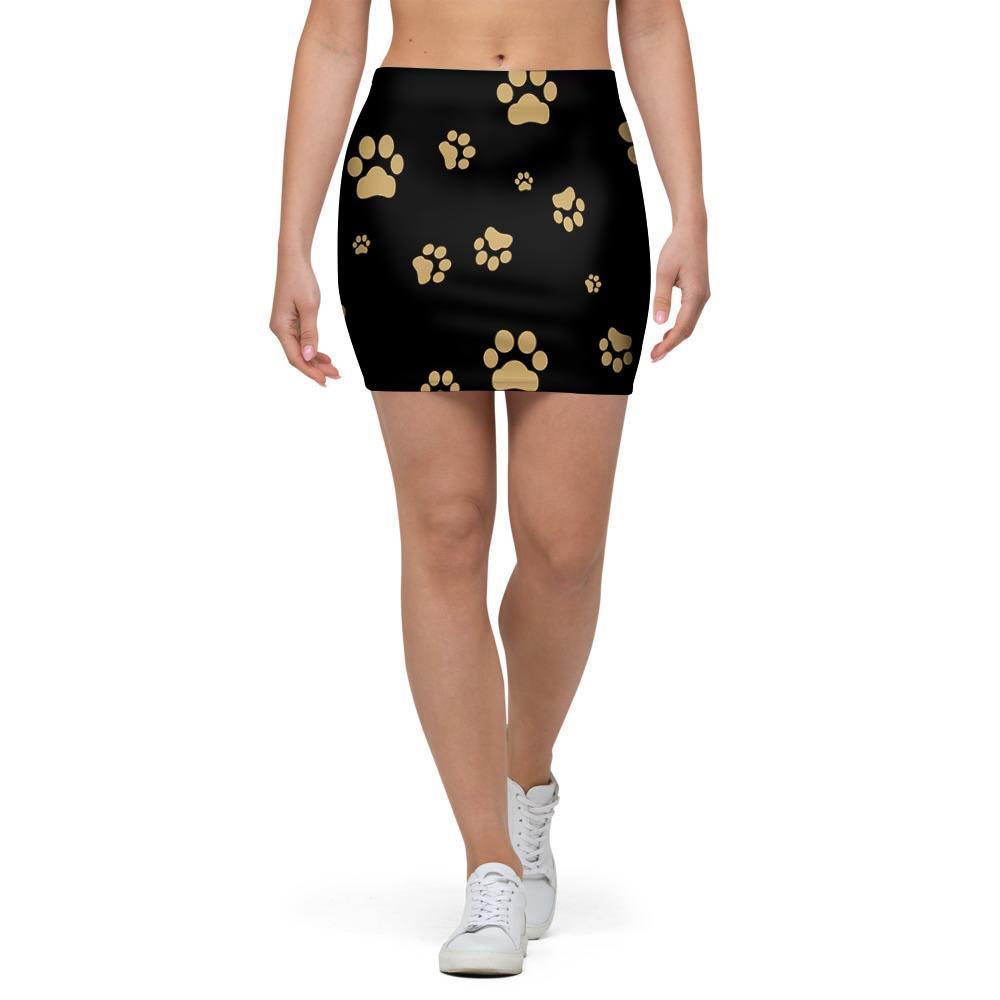 Gold Footprint Paw Mini Skirt-grizzshop