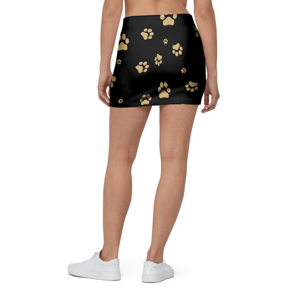 Gold Footprint Paw Mini Skirt-grizzshop