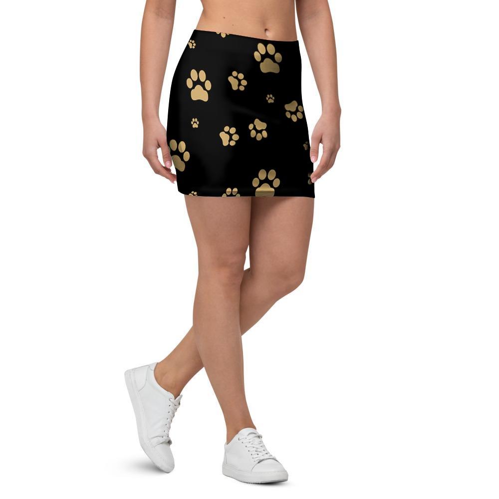 Gold Footprint Paw Mini Skirt-grizzshop