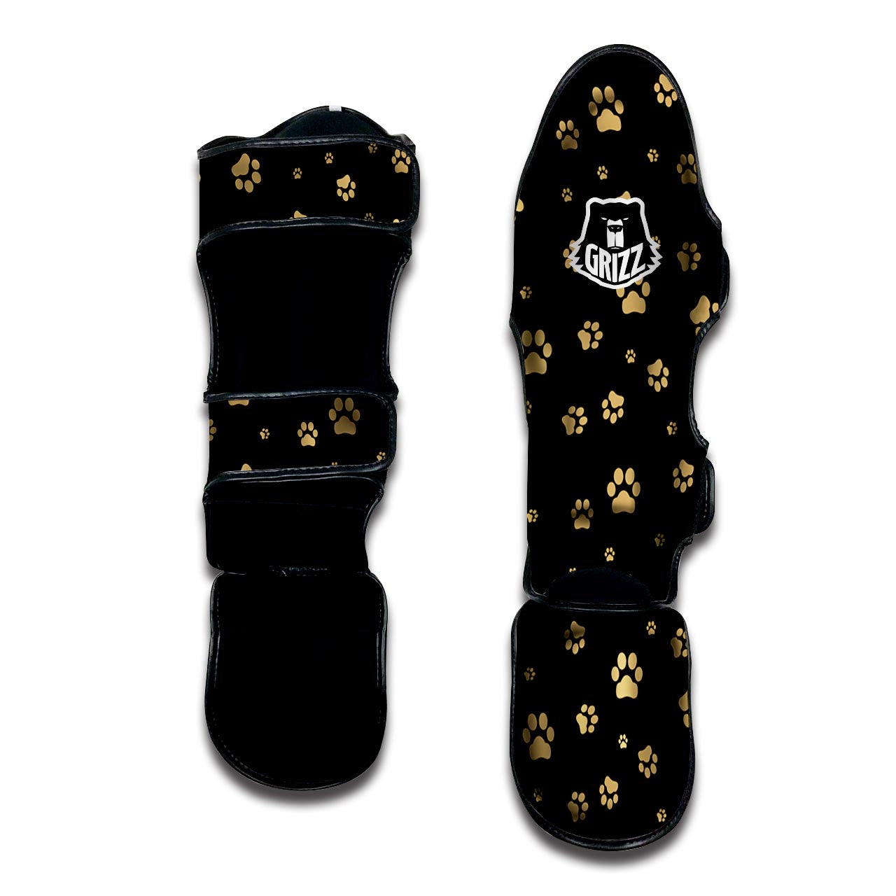 Gold Footprint Paw Muay Thai Shin Guard-grizzshop