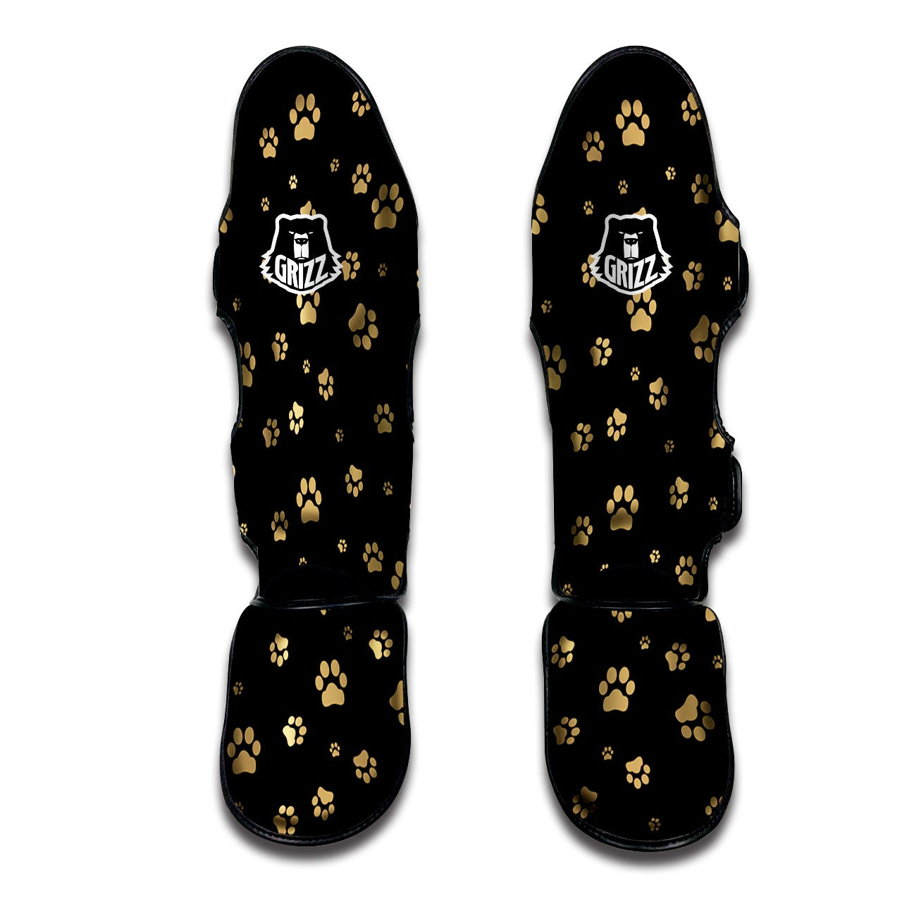 Gold Footprint Paw Muay Thai Shin Guard-grizzshop