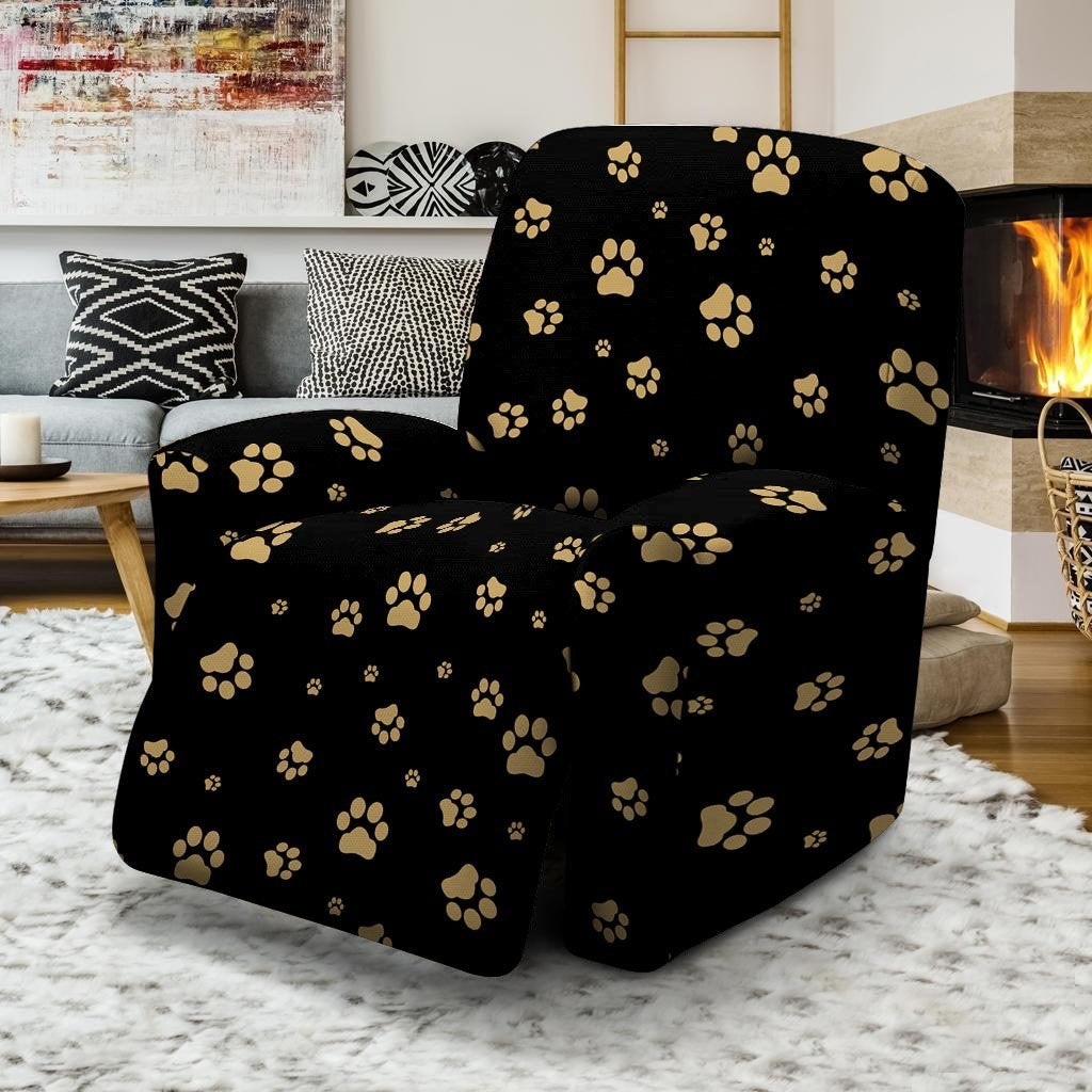 Gold Footprint Paw Recliner Cover-grizzshop