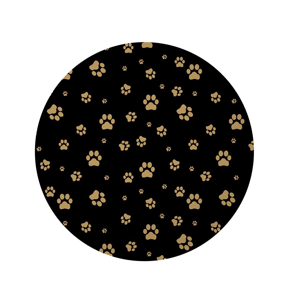 Gold Footprint Paw Round Rug-grizzshop