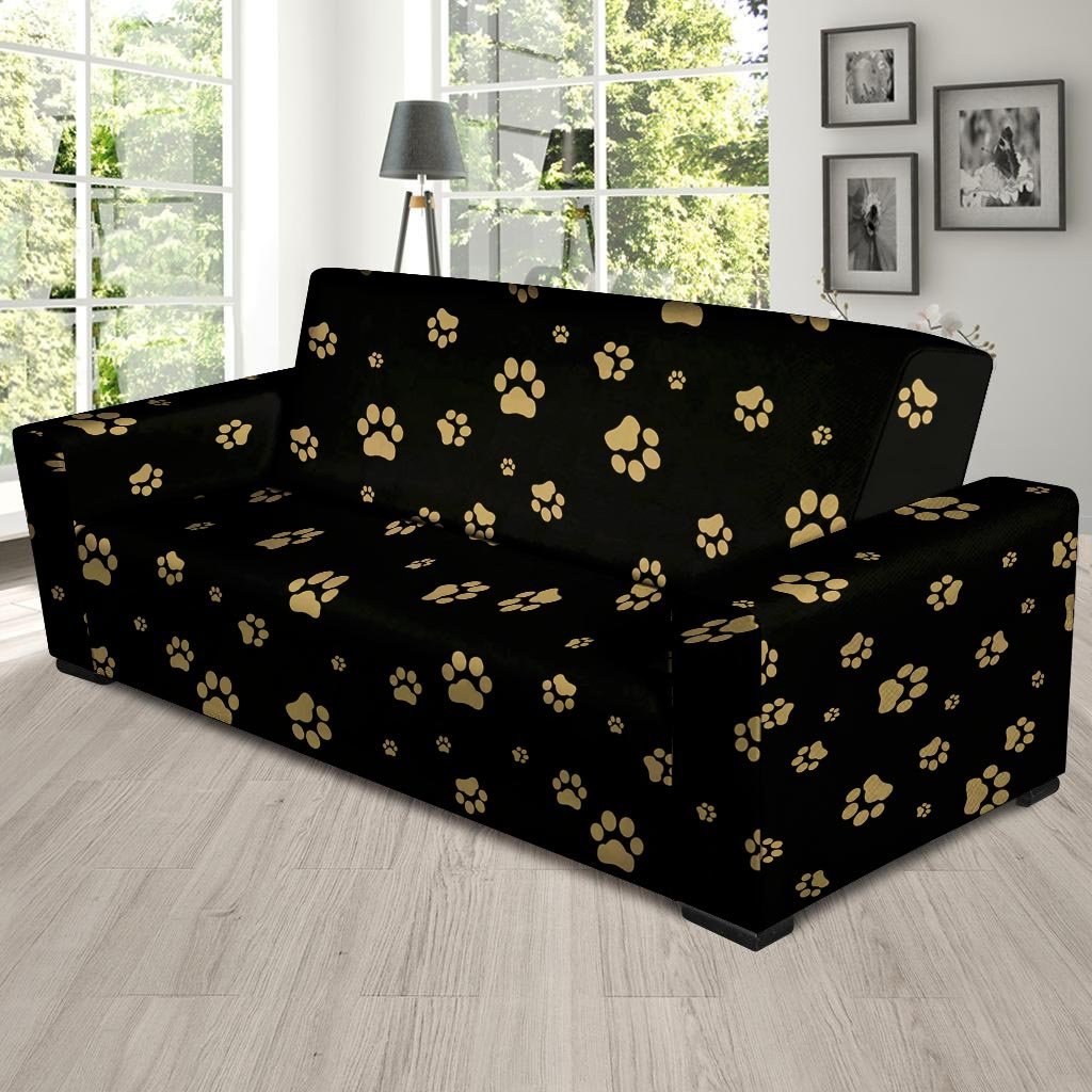 Gold Footprint Paw Sofa Cover-grizzshop