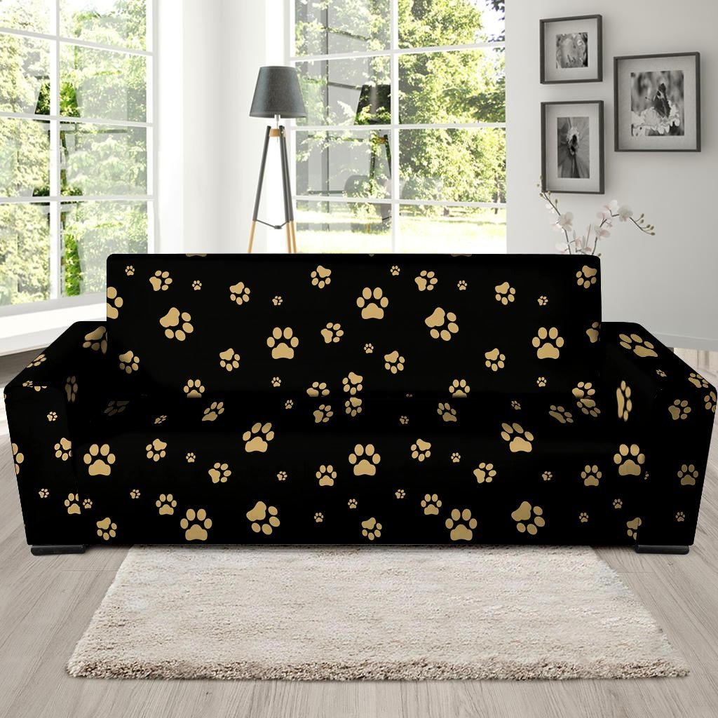 Gold Footprint Paw Sofa Cover-grizzshop