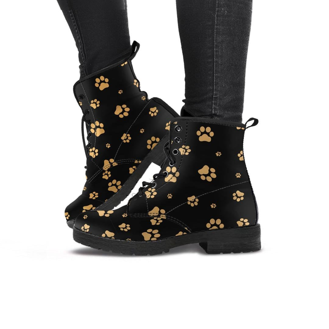 Gold Footprint Paw Women's Boots-grizzshop