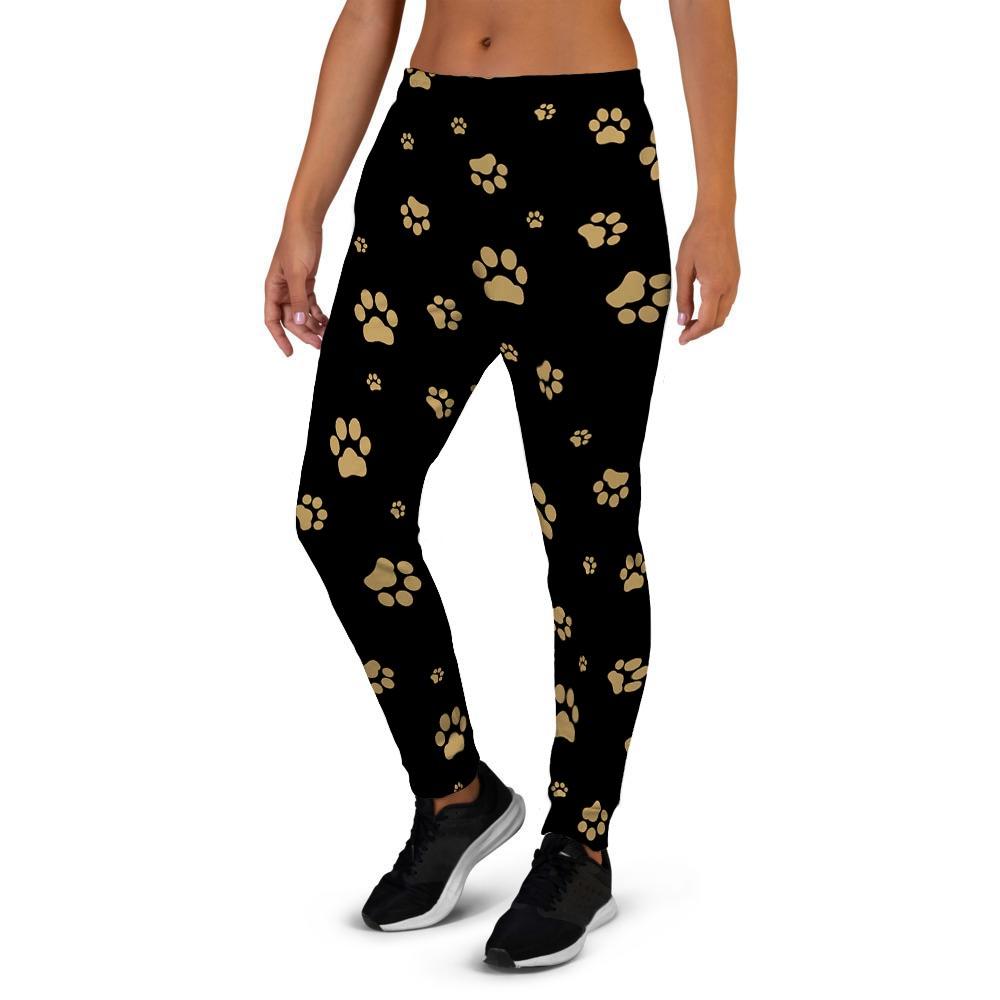 Gold Footprint Paw Women's Joggers-grizzshop