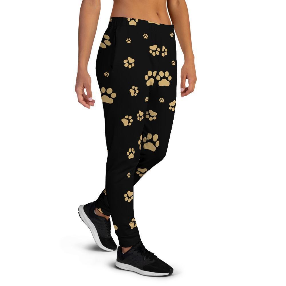 Gold Footprint Paw Women's Joggers-grizzshop