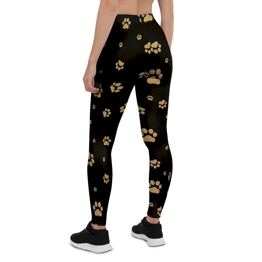 Gold Footprint Paw Women's Leggings-grizzshop