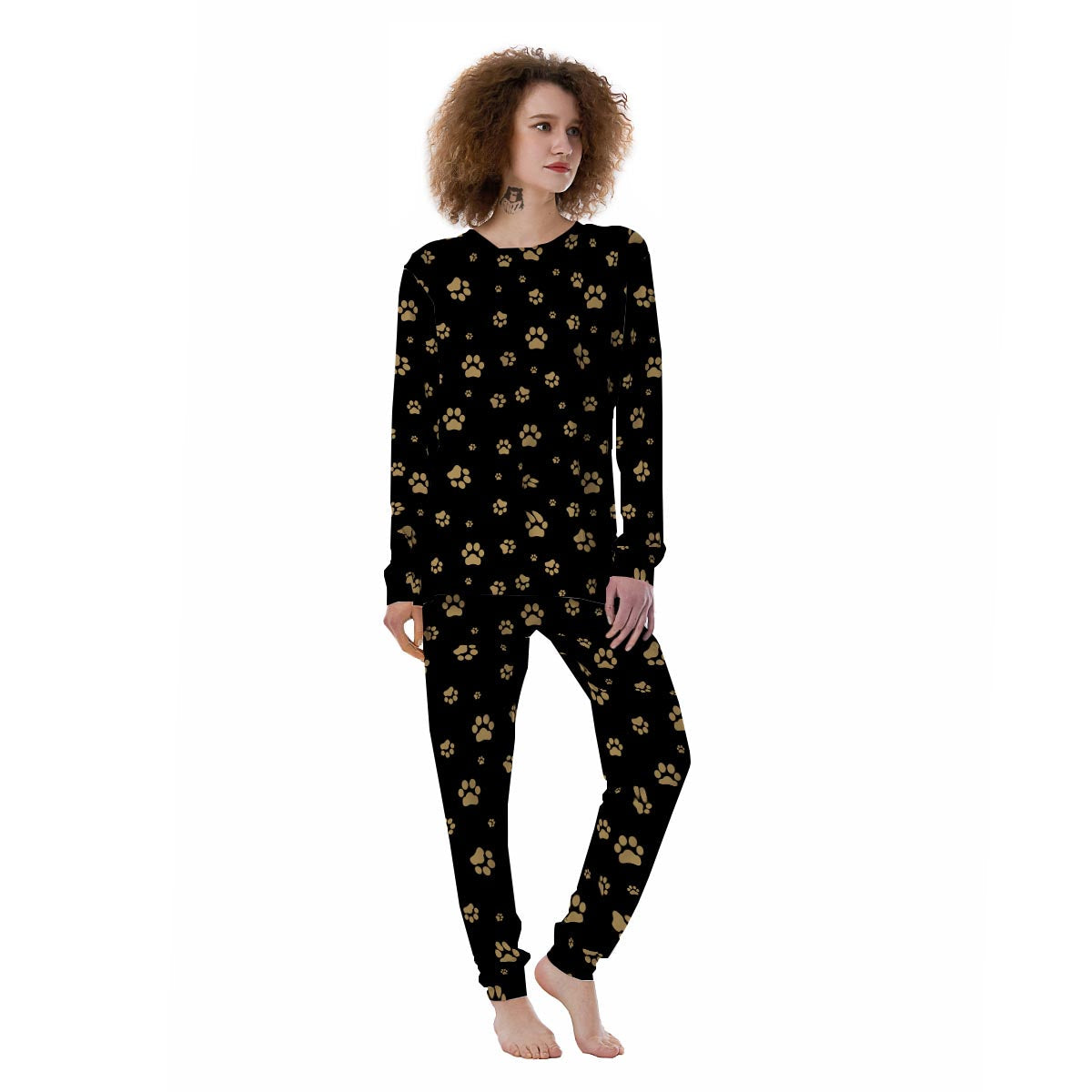 Gold Footprint Paw Women's Pajamas-grizzshop