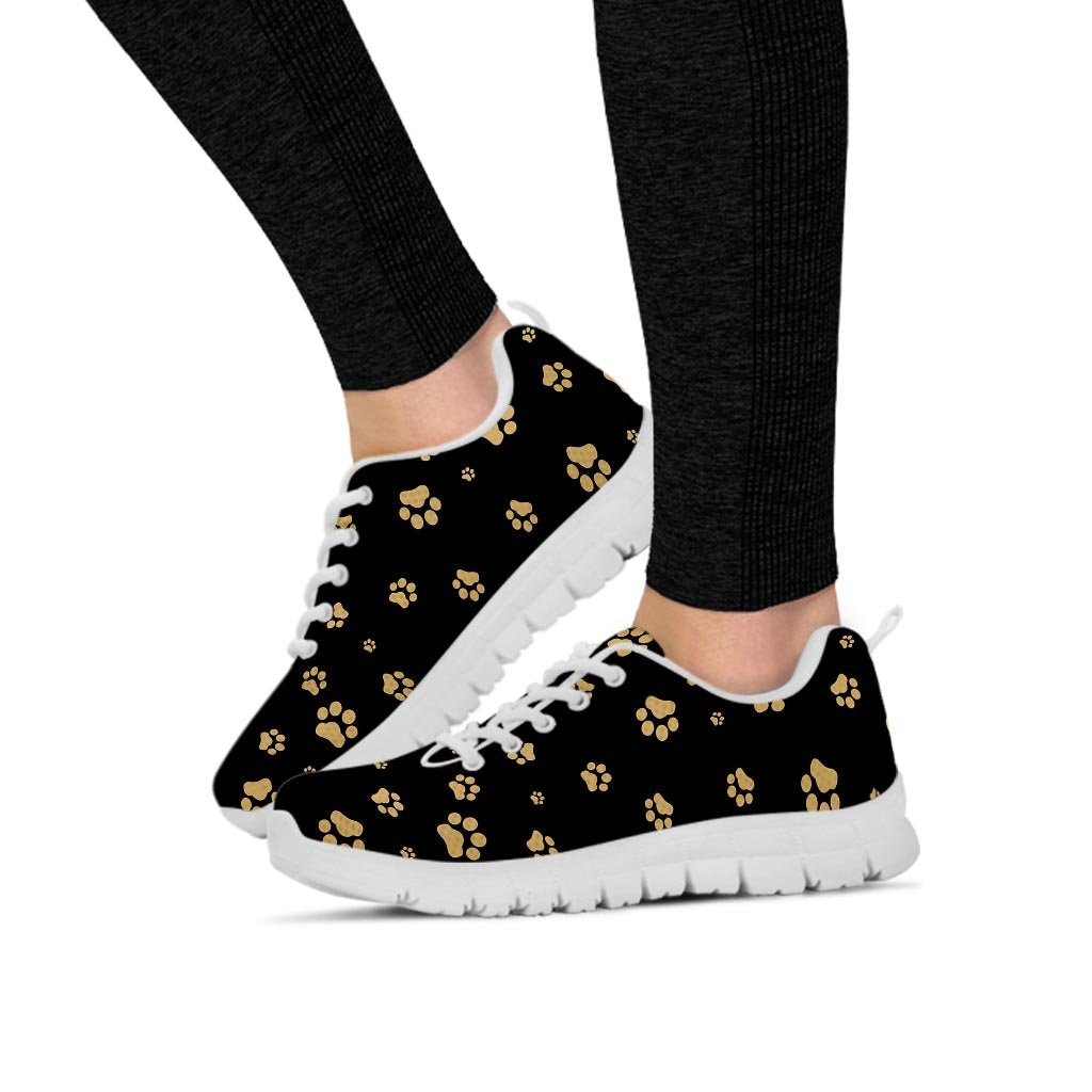 Gold Footprint Paw Women's Sneakers-grizzshop