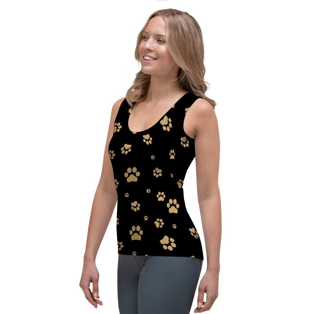 Gold Footprint Paw Women's Tank Top-grizzshop