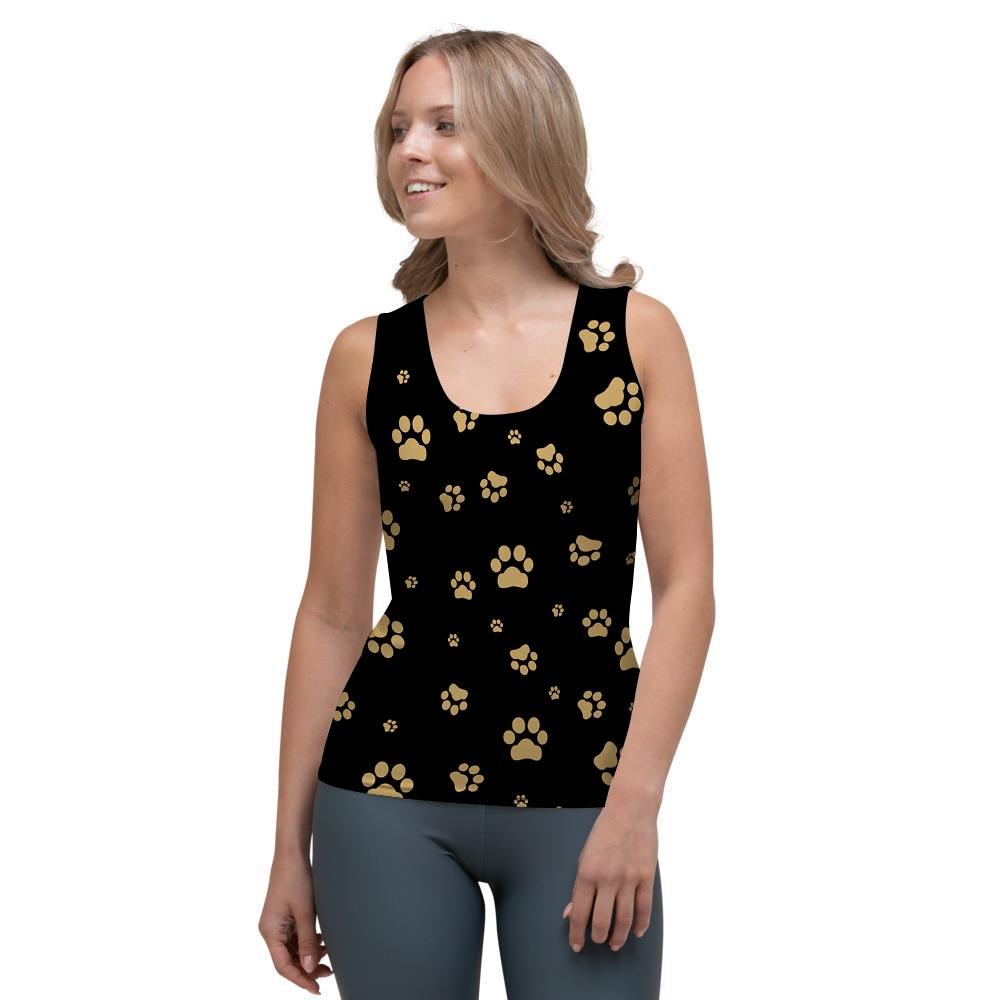 Gold Footprint Paw Women's Tank Top-grizzshop