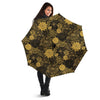 Gold Glitter Floral Pattern Print Automatic Foldable Umbrella-grizzshop