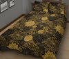 Load image into Gallery viewer, Gold Glitter Floral Pattern Print Bed Set Quilt-grizzshop
