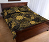 Load image into Gallery viewer, Gold Glitter Floral Pattern Print Bed Set Quilt-grizzshop