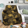 Gold Glitter Floral Pattern Print Blanket-grizzshop