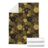 Gold Glitter Floral Pattern Print Blanket-grizzshop