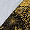 Gold Glitter Floral Pattern Print Blanket-grizzshop