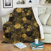 Gold Glitter Floral Pattern Print Blanket-grizzshop