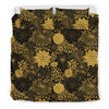 Gold Glitter Floral Pattern Print Duvet Cover Bedding Set-grizzshop