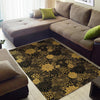 Gold Glitter Floral Pattern Print Floor Mat-grizzshop