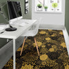 Gold Glitter Floral Pattern Print Floor Mat-grizzshop