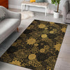 Gold Glitter Floral Pattern Print Floor Mat-grizzshop