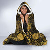 Gold Glitter Floral Pattern Print Hooded Blanket-grizzshop