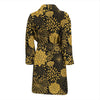 Gold Glitter Floral Pattern Print Men Long Robe-grizzshop