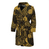 Gold Glitter Floral Pattern Print Men Long Robe-grizzshop