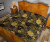 Gold Glitter Floral Pattern Print Quilt-grizzshop