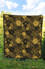 Gold Glitter Floral Pattern Print Quilt-grizzshop