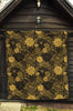 Gold Glitter Floral Pattern Print Quilt-grizzshop