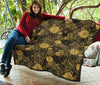 Gold Glitter Floral Pattern Print Quilt-grizzshop