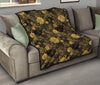 Gold Glitter Floral Pattern Print Quilt-grizzshop